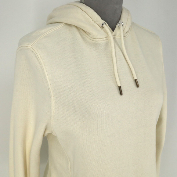 H&M Top Womens XS Ivory Sweatshirt Hoodie Pouch Pocket Pullover Drawstring - Picture 8 of 14